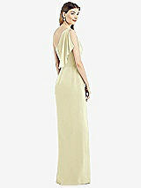 Rear View Thumbnail - Butter Yellow One-Shoulder Chiffon Dress with Draped Front Slit