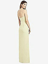Rear View Thumbnail - Butter Yellow Spaghetti Strap Draped Skirt Gown with Front Slit