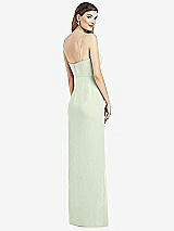 Rear View Thumbnail - Mint Green Spaghetti Strap Draped Skirt Gown with Front Slit