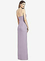 Rear View Thumbnail - Lilac Haze Spaghetti Strap Draped Skirt Gown with Front Slit