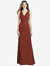 Front View Thumbnail - Auburn Moon V-Neck Keyhole Back Crepe Trumpet Gown
