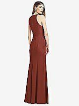 Rear View Thumbnail - Auburn Moon V-Neck Keyhole Back Crepe Trumpet Gown