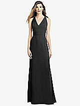 Front View Thumbnail - Black V-Neck Keyhole Back Crepe Trumpet Gown