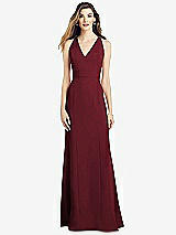 Front View Thumbnail - Cabernet V-Neck Keyhole Back Crepe Trumpet Gown