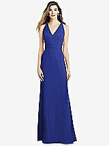 Front View Thumbnail - Cobalt Blue V-Neck Keyhole Back Crepe Trumpet Gown