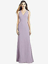 Front View Thumbnail - Lilac Haze V-Neck Keyhole Back Crepe Trumpet Gown