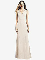 Front View Thumbnail - Oat V-Neck Keyhole Back Crepe Trumpet Gown