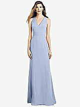 Front View Thumbnail - Sky Blue V-Neck Keyhole Back Crepe Trumpet Gown