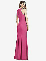 Rear View Thumbnail - Tea Rose V-Neck Keyhole Back Crepe Trumpet Gown