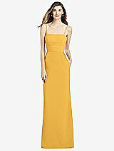 Alt View 1 Thumbnail - NYC Yellow Spaghetti Strap A-line Crepe Dress with Pockets