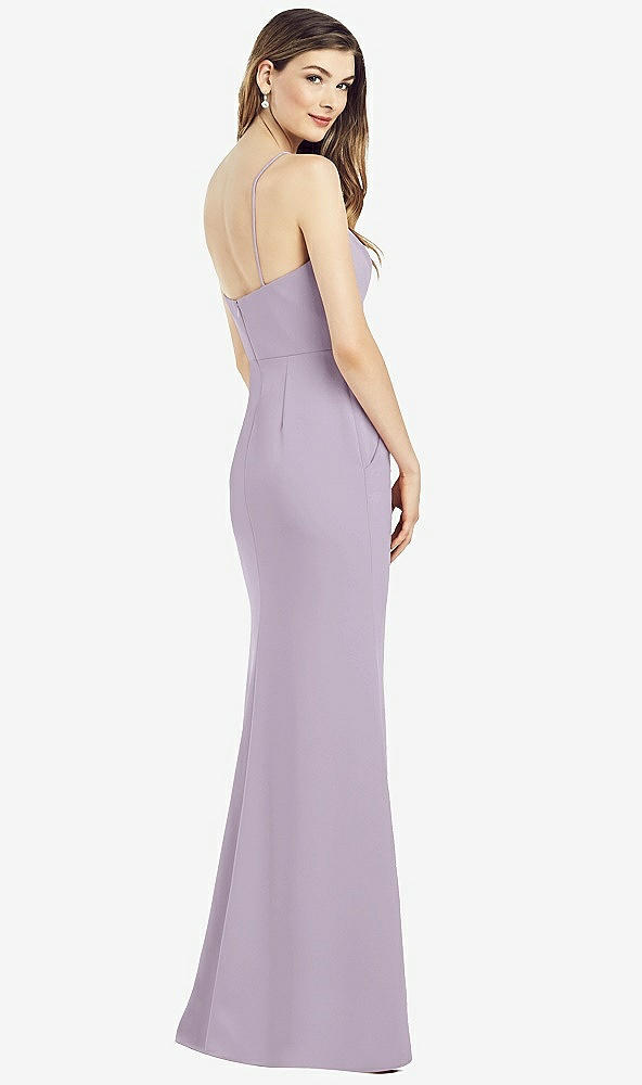 Back View - Lilac Haze Spaghetti Strap A-line Crepe Dress with Pockets