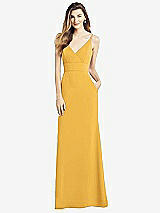 Front View Thumbnail - NYC Yellow V-Back Spaghetti Strap Maxi Dress with Pockets