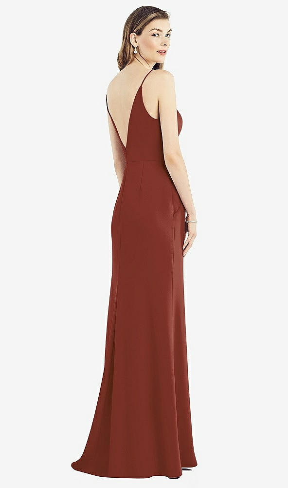 Back View - Auburn Moon V-Back Spaghetti Strap Maxi Dress with Pockets