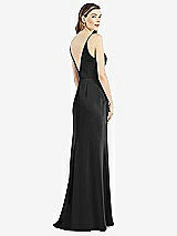 Rear View Thumbnail - Black V-Back Spaghetti Strap Maxi Dress with Pockets