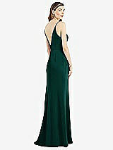 Rear View Thumbnail - Evergreen V-Back Spaghetti Strap Maxi Dress with Pockets
