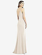 Rear View Thumbnail - Oat V-Back Spaghetti Strap Maxi Dress with Pockets