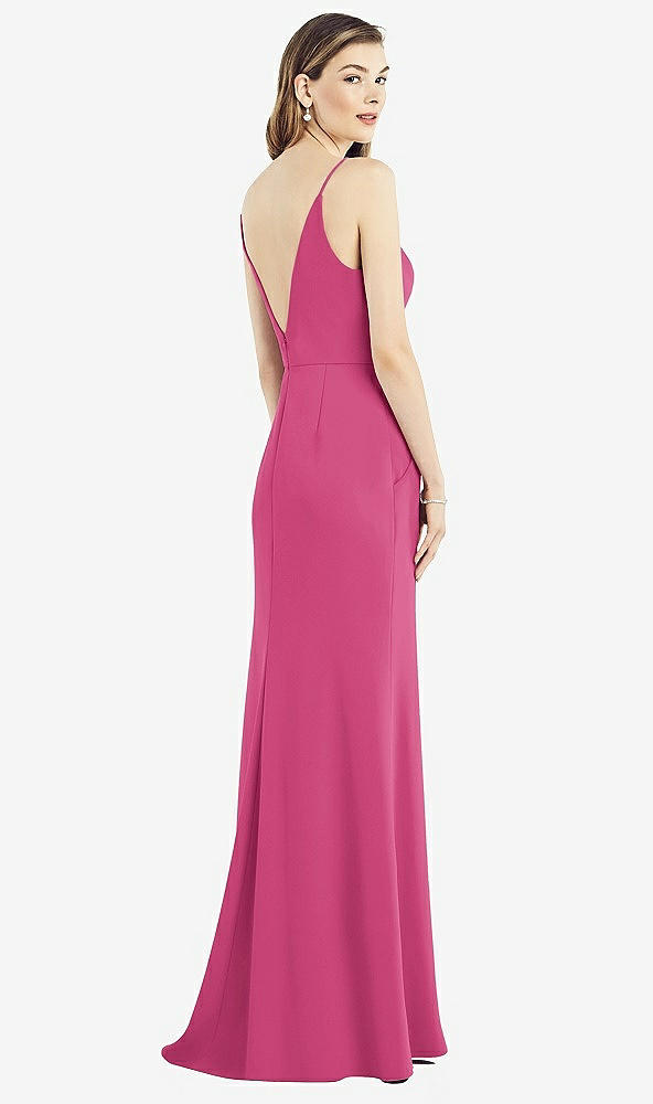 Back View - Tea Rose V-Back Spaghetti Strap Maxi Dress with Pockets