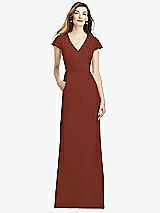 Alt View 1 Thumbnail - Auburn Moon Cap Sleeve A-line Crepe Gown with Pockets