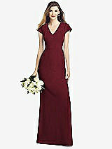 Front View Thumbnail - Cabernet Cap Sleeve A-line Crepe Gown with Pockets