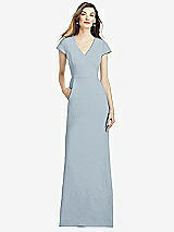 Alt View 1 Thumbnail - Mist Cap Sleeve A-line Crepe Gown with Pockets