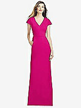 Alt View 1 Thumbnail - Think Pink Cap Sleeve A-line Crepe Gown with Pockets