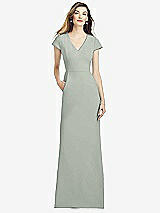 Alt View 1 Thumbnail - Willow Green Cap Sleeve A-line Crepe Gown with Pockets
