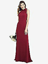 Alt View 1 Thumbnail - Burgundy Bow-Neck Open-Back Trumpet Gown