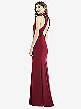 Front View Thumbnail - Burgundy Bow-Neck Open-Back Trumpet Gown