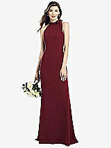Rear View Thumbnail - Cabernet Bow-Neck Open-Back Trumpet Gown