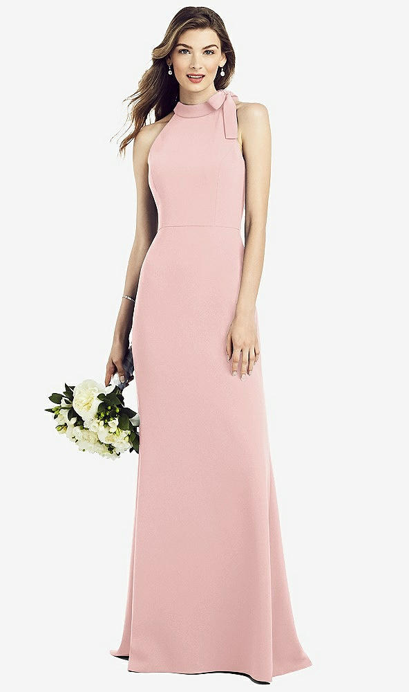 Back View - Rose Bow-Neck Open-Back Trumpet Gown