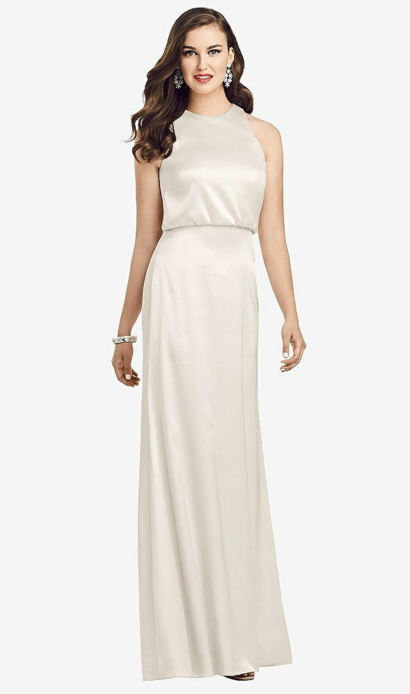 Front View - Ivory Sleeveless Blouson Bodice Trumpet Gown