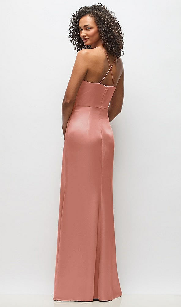 Back View - Desert Rose Cowl-Neck Criss Cross Back Slip Dress