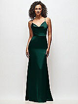Front View Thumbnail - Evergreen Cowl-Neck Criss Cross Back Slip Dress
