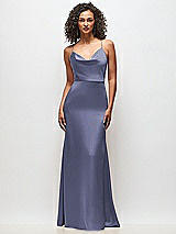Front View Thumbnail - French Blue Cowl-Neck Criss Cross Back Slip Dress