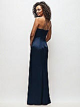 Rear View Thumbnail - Midnight Navy Cowl-Neck Criss Cross Back Slip Dress