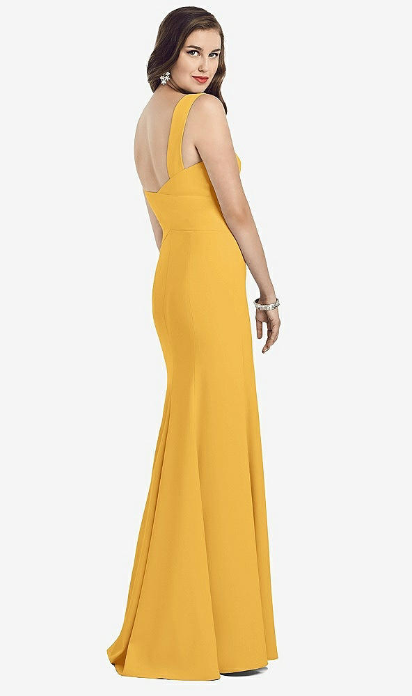 Back View - NYC Yellow Sleeveless Seamed Bodice Trumpet Gown