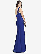 Rear View Thumbnail - Cobalt Blue Sleeveless Seamed Bodice Trumpet Gown