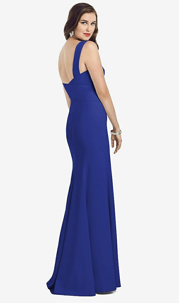Back View - Cobalt Blue Sleeveless Seamed Bodice Trumpet Gown
