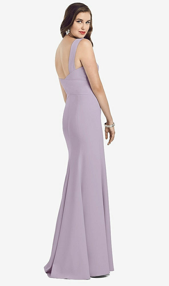 Back View - Lilac Haze Sleeveless Seamed Bodice Trumpet Gown