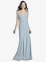 Front View Thumbnail - Mist Sleeveless Seamed Bodice Trumpet Gown