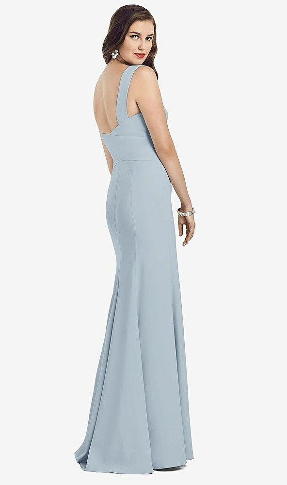 Back View - Mist Sleeveless Seamed Bodice Trumpet Gown