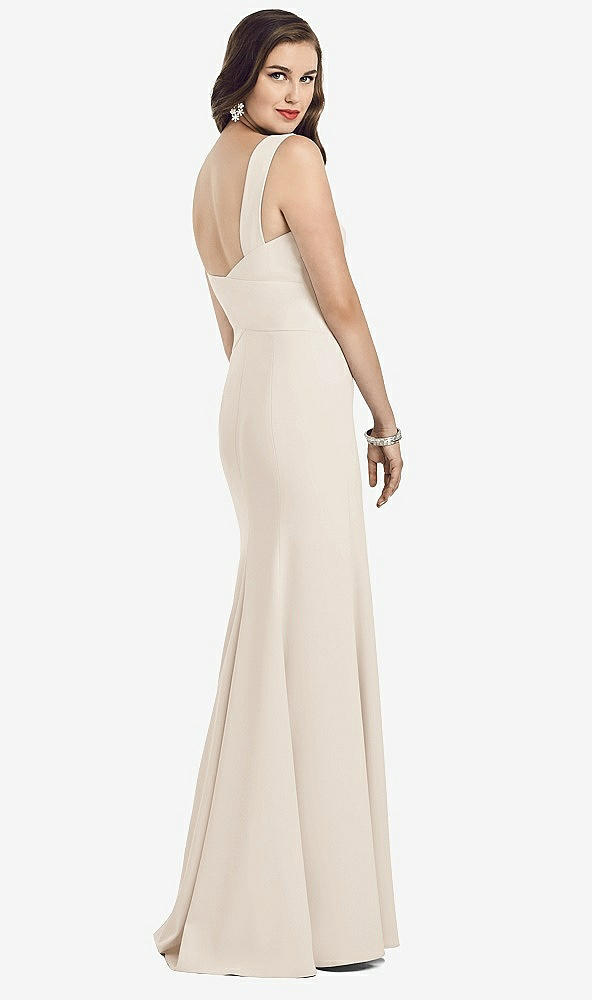 Back View - Oat Sleeveless Seamed Bodice Trumpet Gown