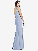 Rear View Thumbnail - Sky Blue Sleeveless Seamed Bodice Trumpet Gown