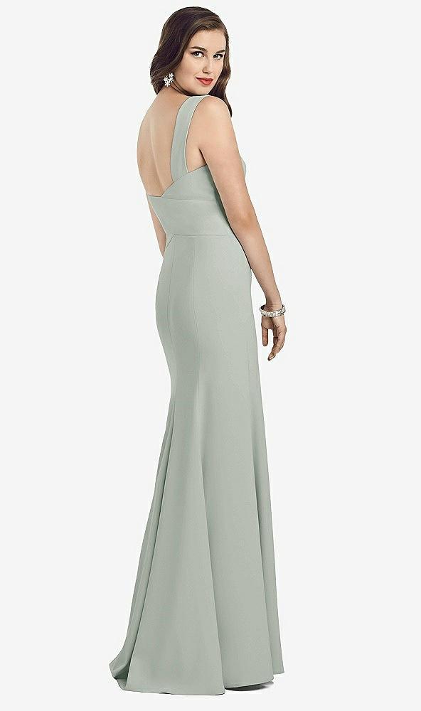 Back View - Willow Green Sleeveless Seamed Bodice Trumpet Gown