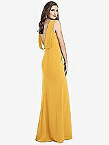 Front View Thumbnail - NYC Yellow Draped Backless Crepe Dress with Pockets
