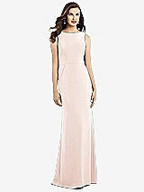 Rear View Thumbnail - Blush Draped Backless Crepe Dress with Pockets