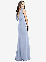 Front View Thumbnail - Sky Blue Draped Backless Crepe Dress with Pockets