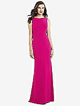 Rear View Thumbnail - Think Pink Draped Backless Crepe Dress with Pockets
