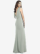 Front View Thumbnail - Willow Green Draped Backless Crepe Dress with Pockets