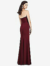 Rear View Thumbnail - Cabernet Strapless Notch Crepe Gown with Front Slit